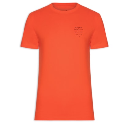 Camiseta Masculina Manga Curta Gola Careca Slim Vintage Surf Handwriting - Laranja
