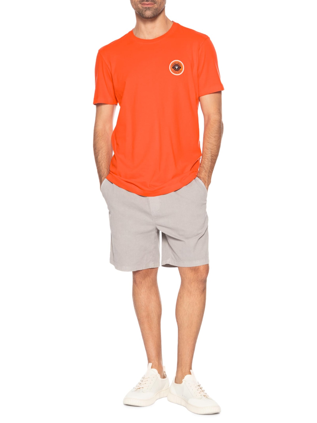 Camiseta Masculina Manga Curta Gola Careca Slim Vintage Surf Wax Laranja Osklen