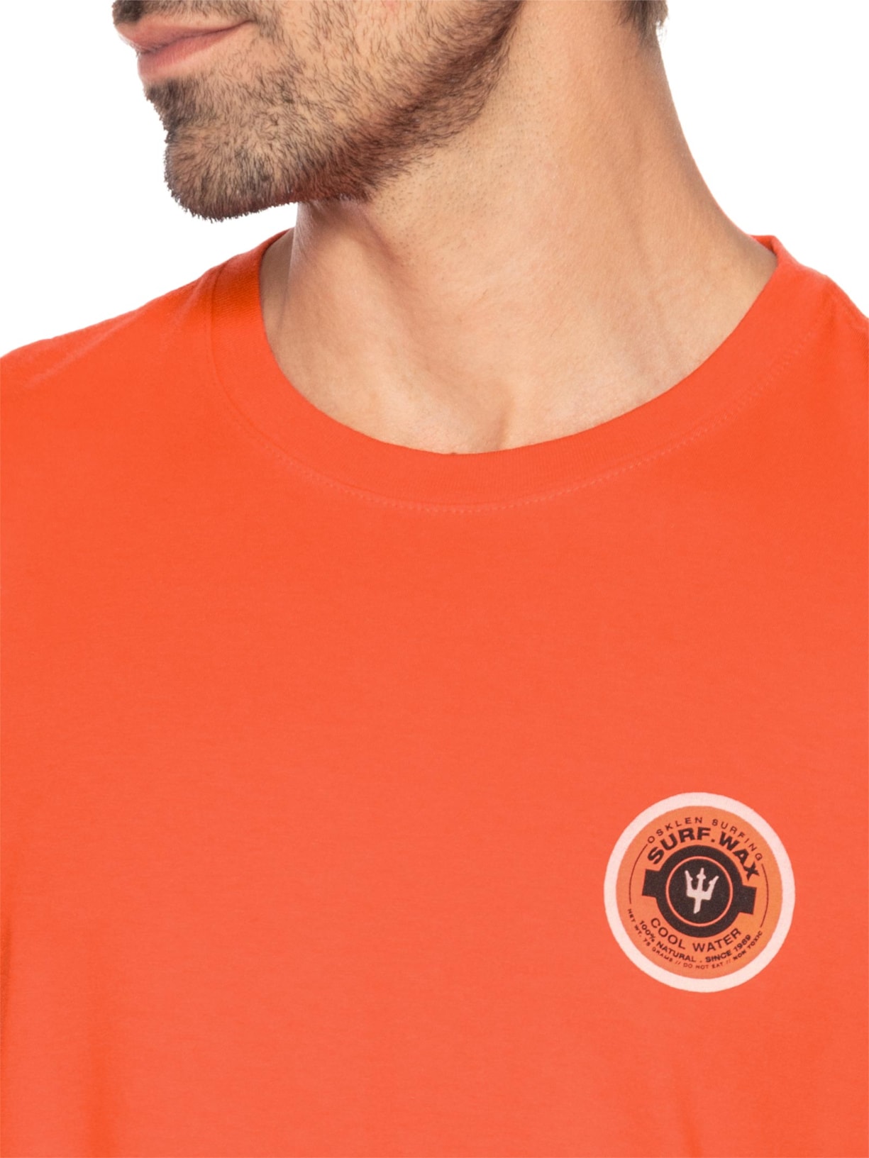 Camiseta Masculina Manga Curta Gola Careca Slim Vintage Surf Wax Laranja Osklen