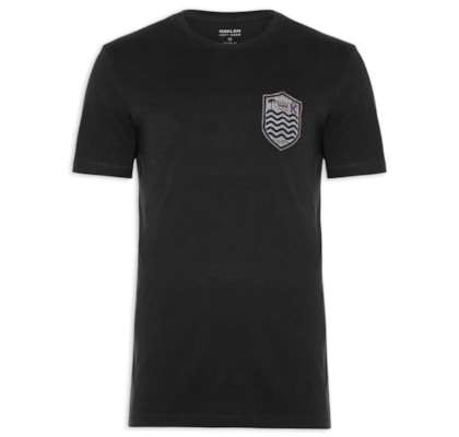Camiseta Masculina Manga Curta Gola Careca Soft Used Brasão Gaze - Preto