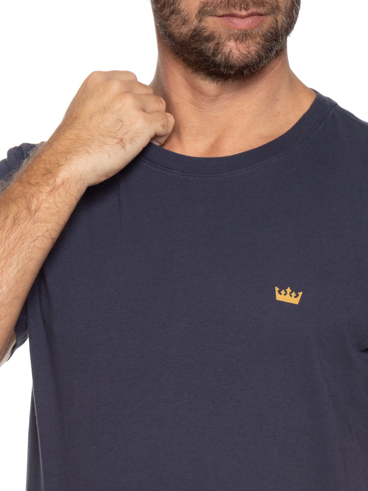 Camiseta Masculina Manga Curta Gola Careca Soft Used Gold Crown Mc Azul Osklen