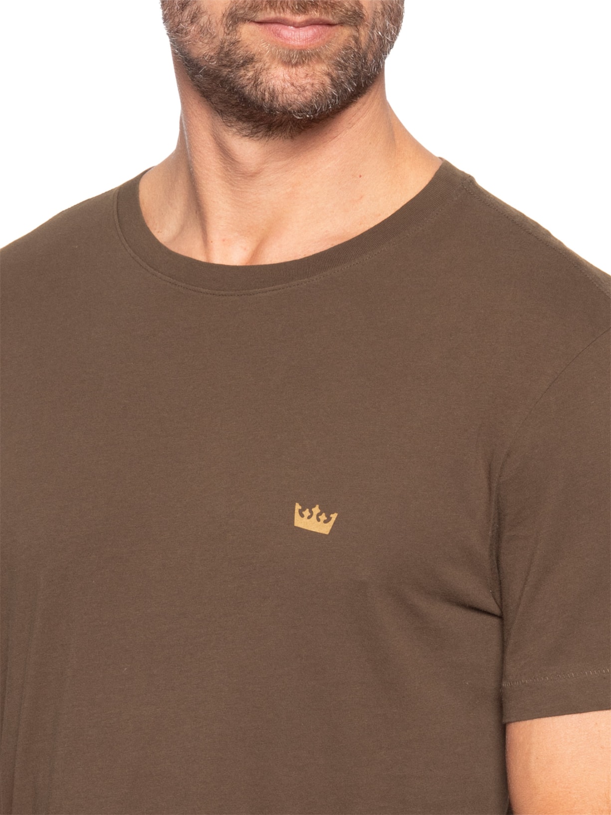 Camiseta Masculina Manga Curta Gola Careca Soft Used Gold Crown Mc Marrom Osklen