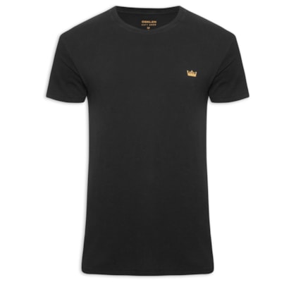 Camiseta Masculina Manga Curta Gola Careca Soft Used Gold Crown Mc - Preto