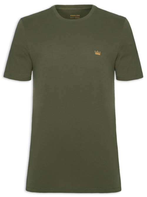 Camiseta Masculina Manga Curta Gola Careca Soft Used Gold Crown Mc - Verde