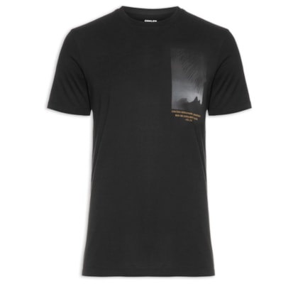 Camiseta Masculina Manga Curta Gola Careca Soft Used Uki - Preto