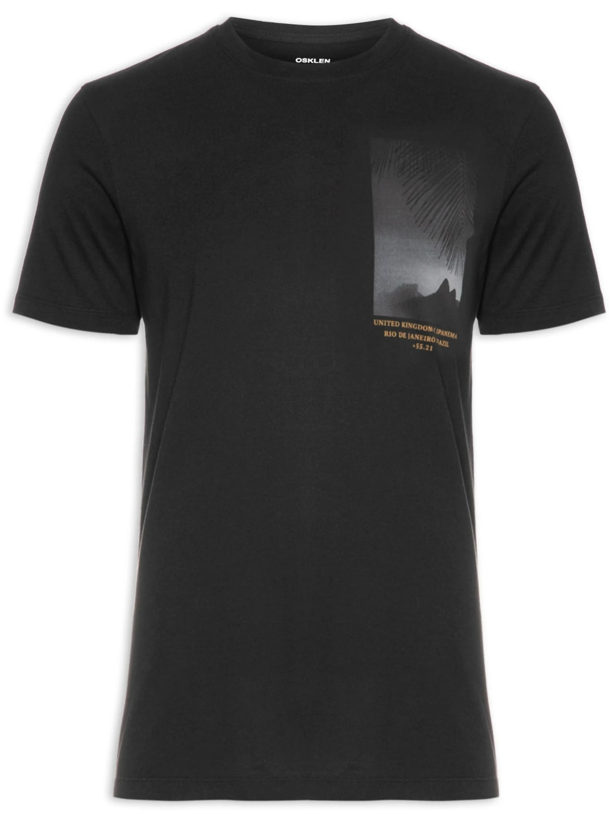 Camiseta Masculina Manga Curta Gola Careca Soft Used Uki - Preto