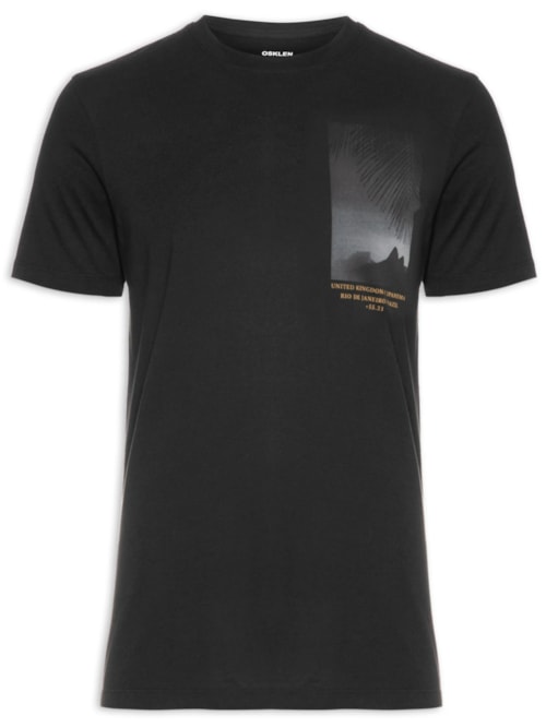 Camiseta Masculina Manga Curta Gola Careca Soft Used Uki - Preto