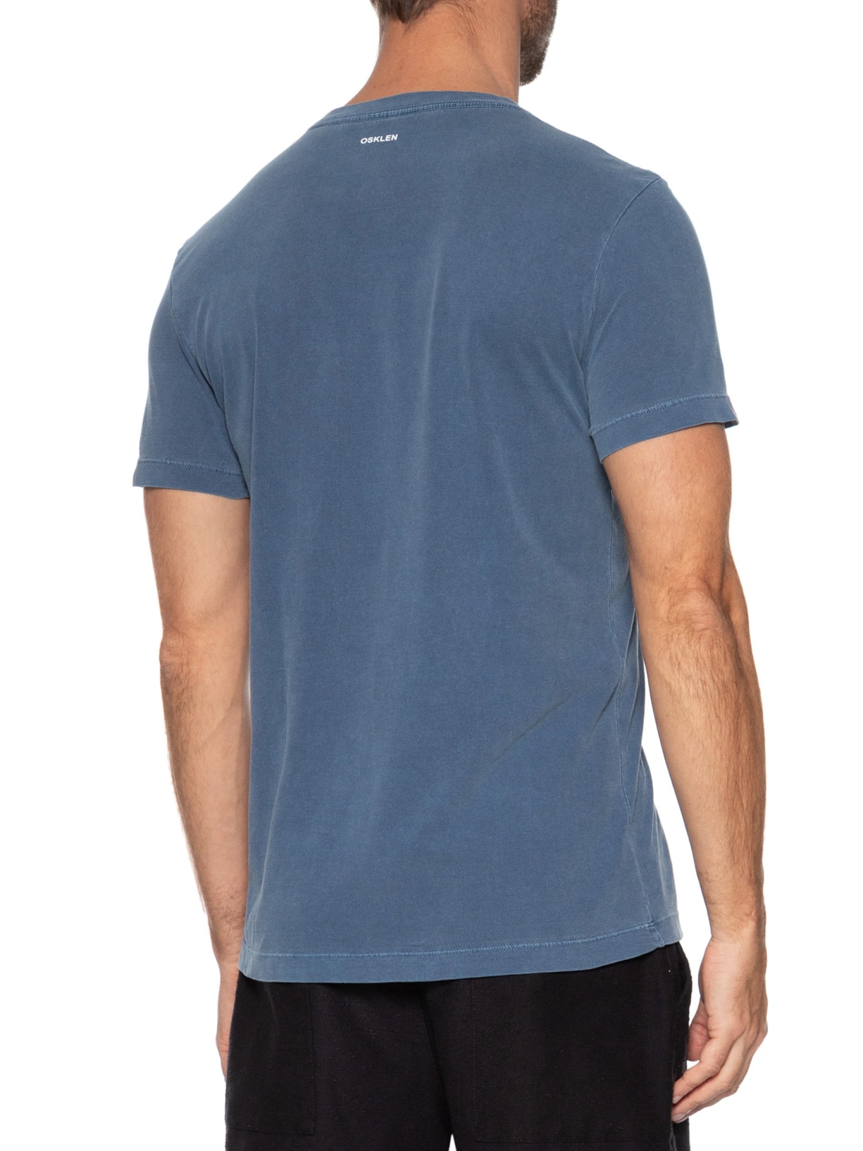 Camiseta Masculina Manga Curta Gola Careca Stone Âncora Slim Azul Osklen