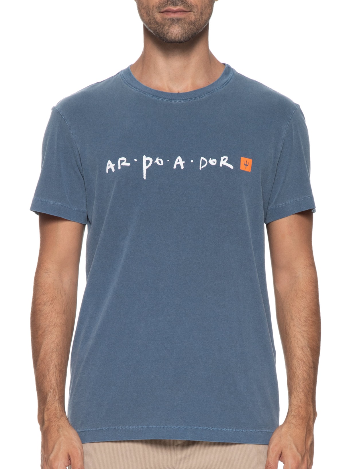 Camiseta Masculina Manga Curta Gola Careca Stone Arpoador Azul Osklen
