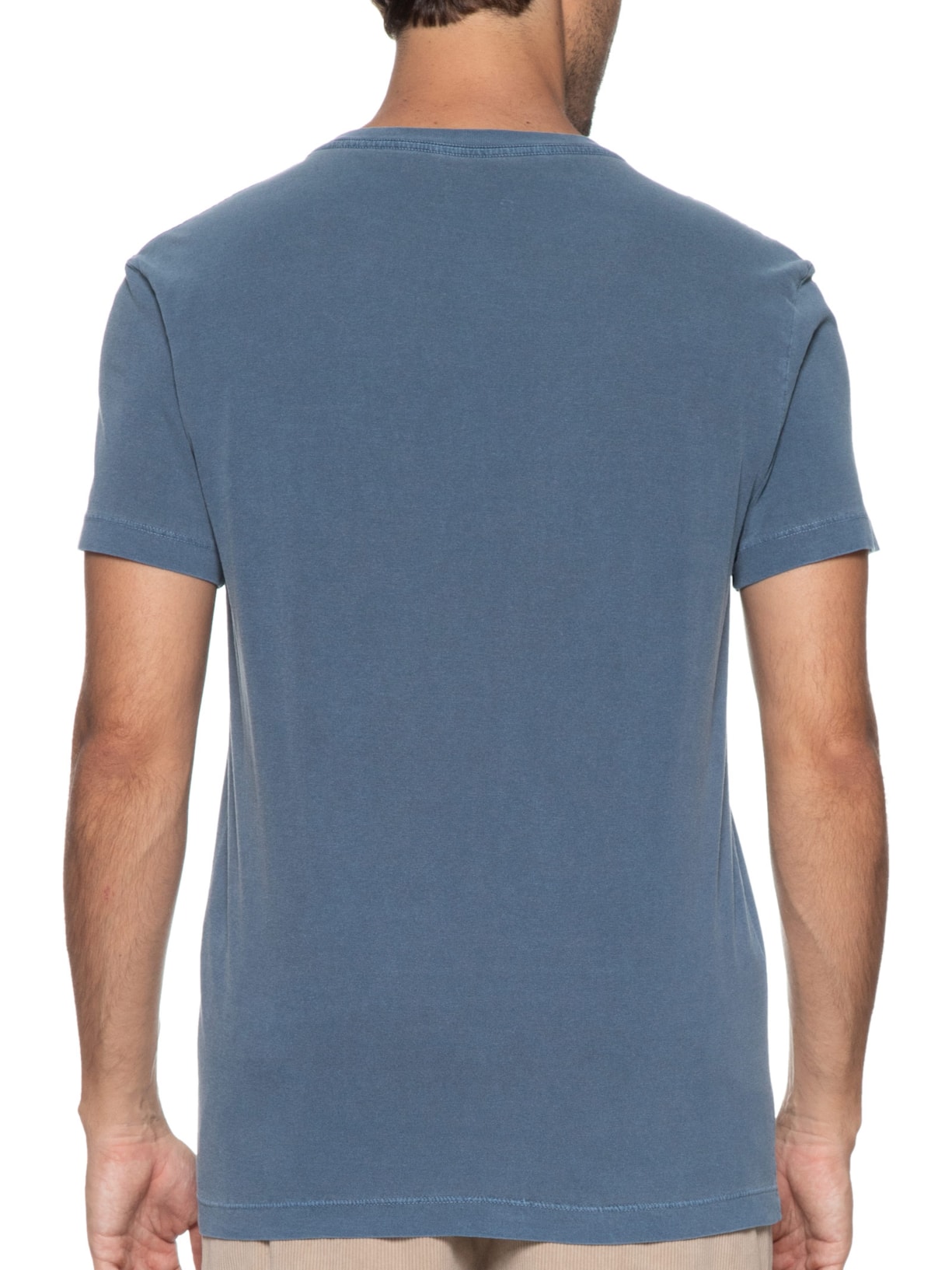 Camiseta Masculina Manga Curta Gola Careca Stone Arpoador Azul Osklen