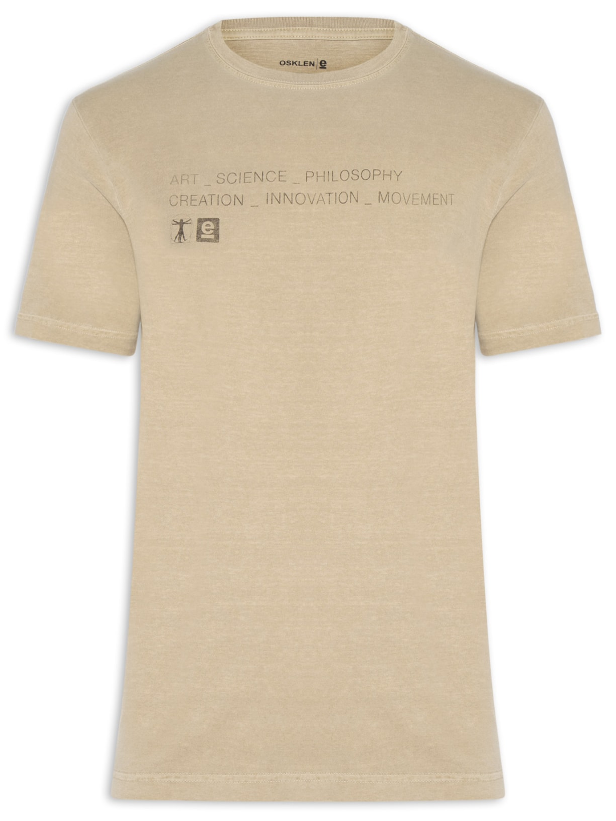 Camiseta Masculina Manga Curta Gola Careca Stone Art Sci Philo - Bege