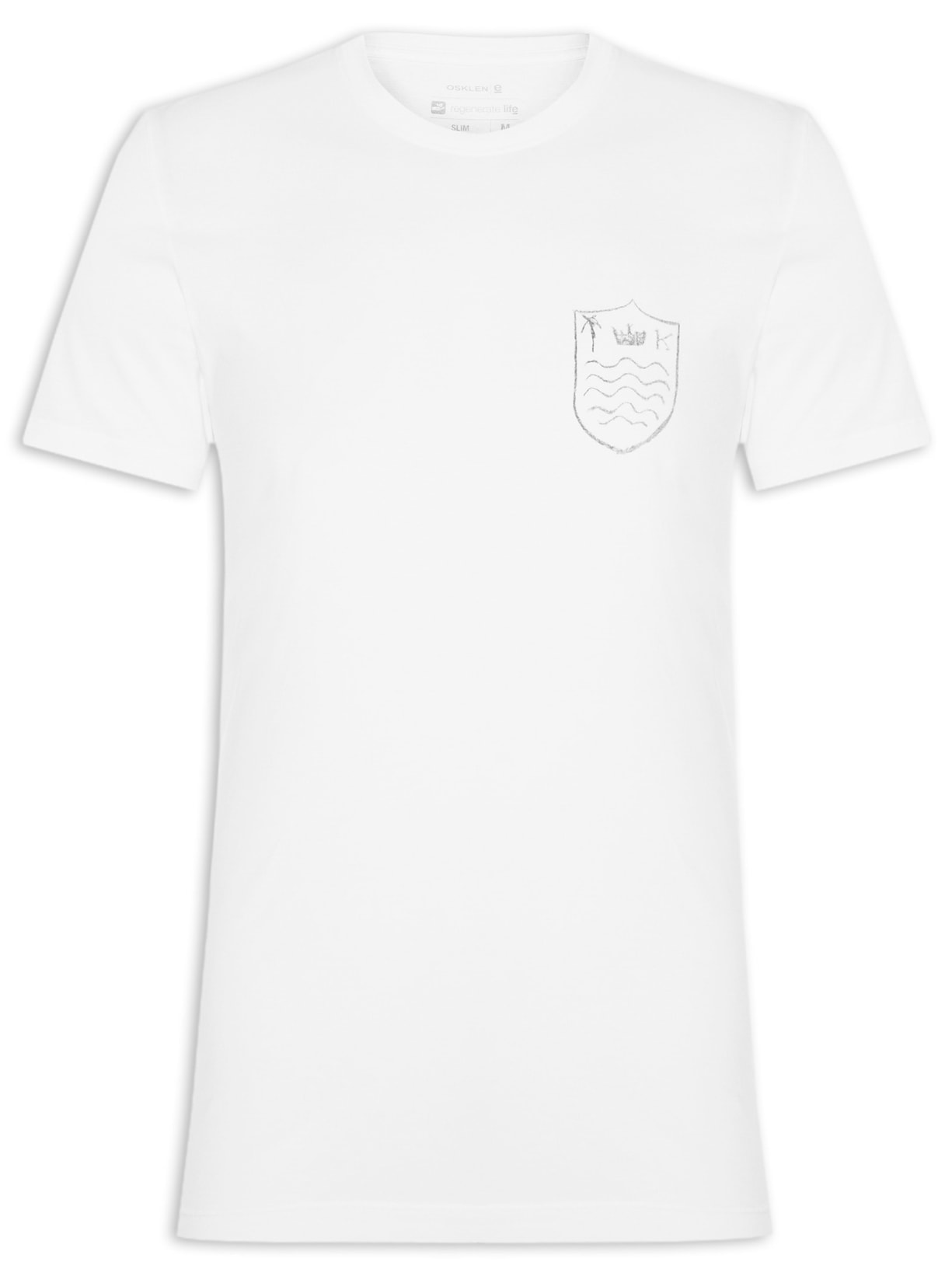 Camiseta Masculina Manga Curta Gola Careca Stone Brasao Rough - Branco