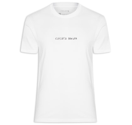 Camiseta Masculina Manga Curta Gola Careca Stone Caiçara Pics - Branco