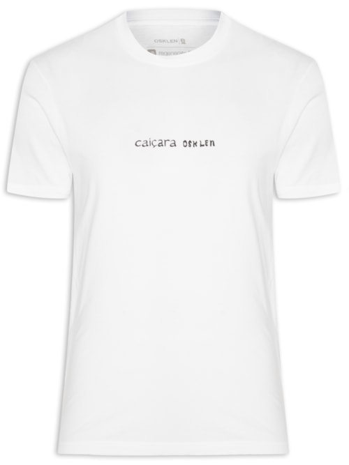 Camiseta Masculina Manga Curta Gola Careca Stone Caiçara Pics - Branco