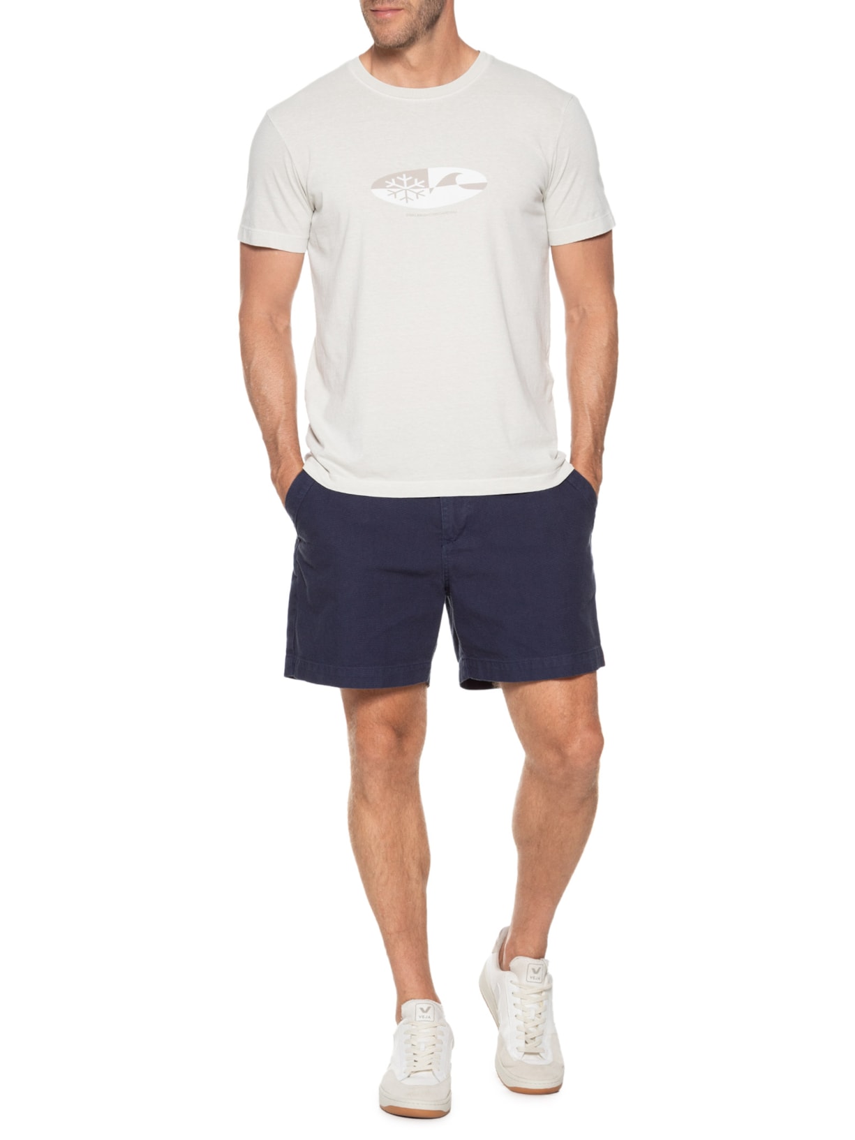Camiseta Masculina Manga Curta Gola Careca Stone Cristal Onda Snow Cinza Osklen