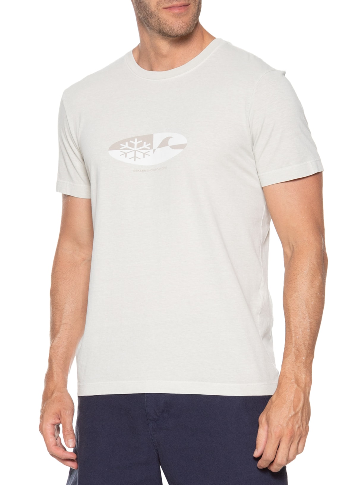 Camiseta Masculina Manga Curta Gola Careca Stone Cristal Onda Snow Cinza Osklen