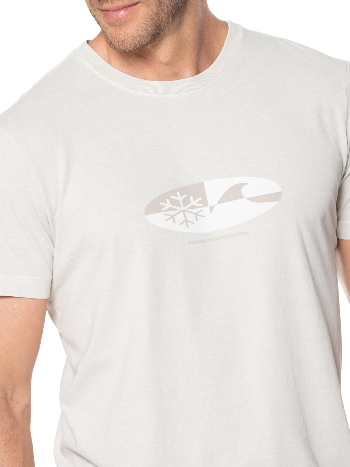 Camiseta Masculina Manga Curta Gola Careca Stone Cristal Onda Snow Cinza Osklen