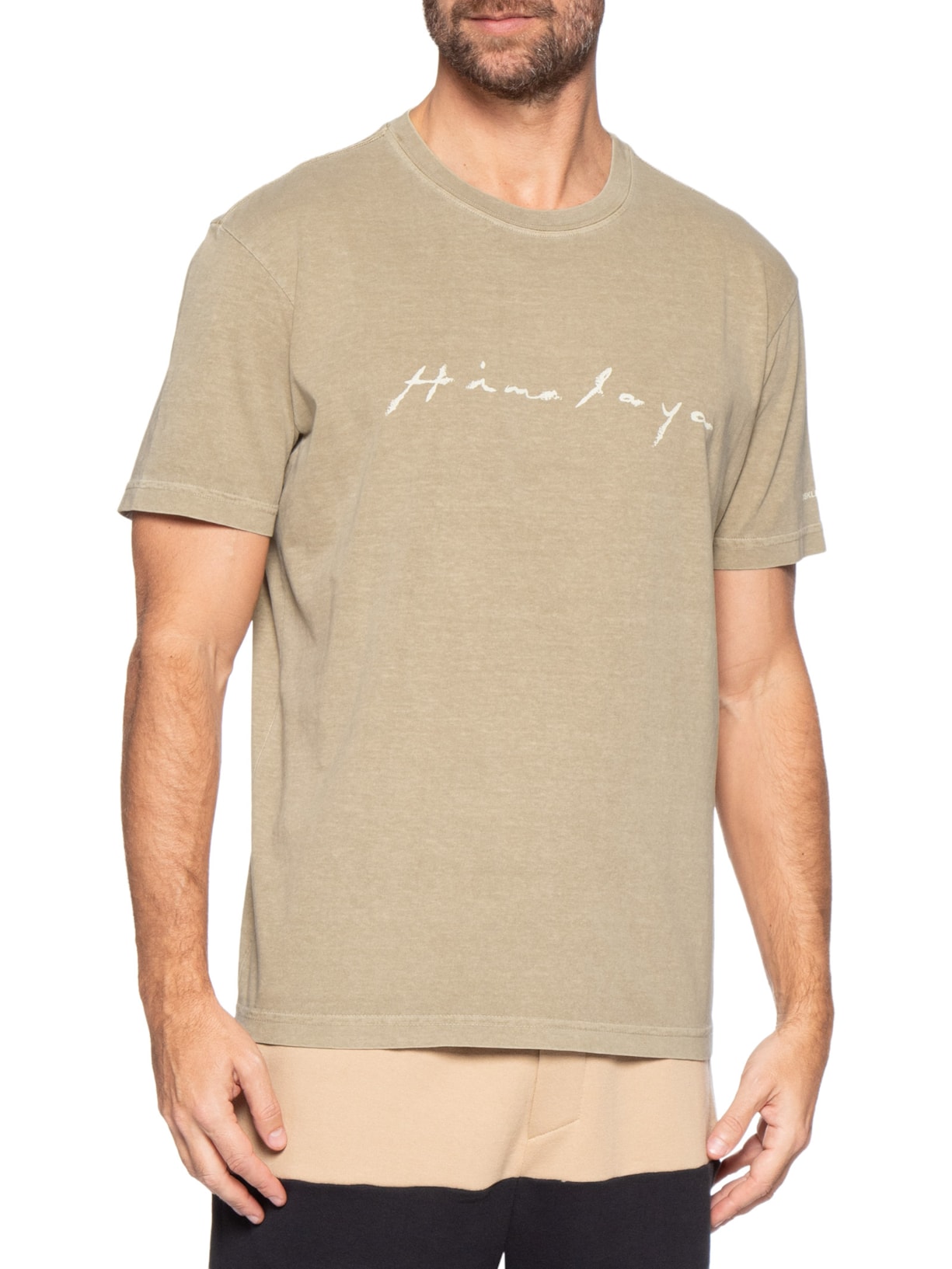 Camiseta Masculina Manga Curta Gola Careca Stone Exphimalaya Bege Osklen