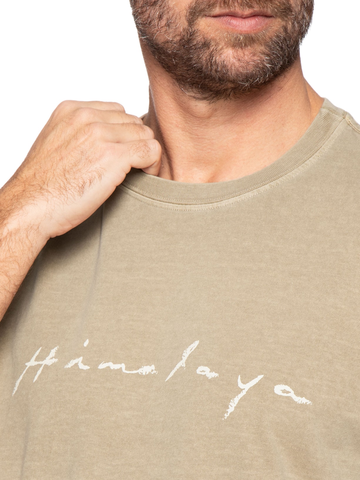Camiseta Masculina Manga Curta Gola Careca Stone Exphimalaya Bege Osklen