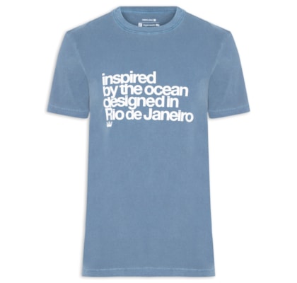 Camiseta Masculina Manga Curta Gola Careca Stone Inspired By The Ocean - Azul