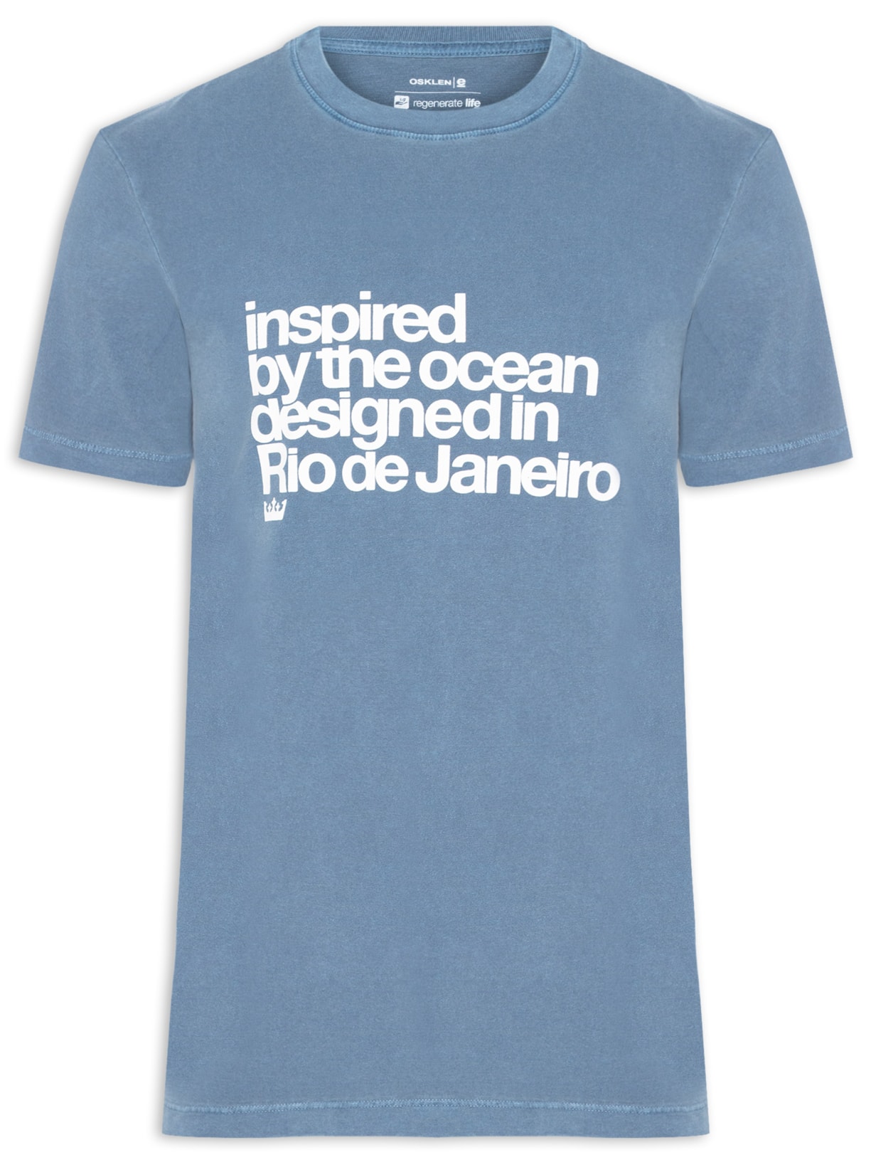 Camiseta Masculina Manga Curta Gola Careca Stone Inspired By The Ocean - Azul