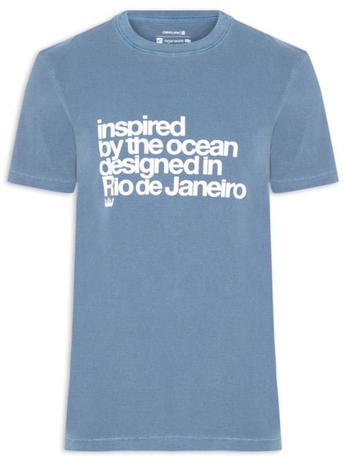 Camiseta Masculina Manga Curta Gola Careca Stone Inspired By The Ocean - Azul