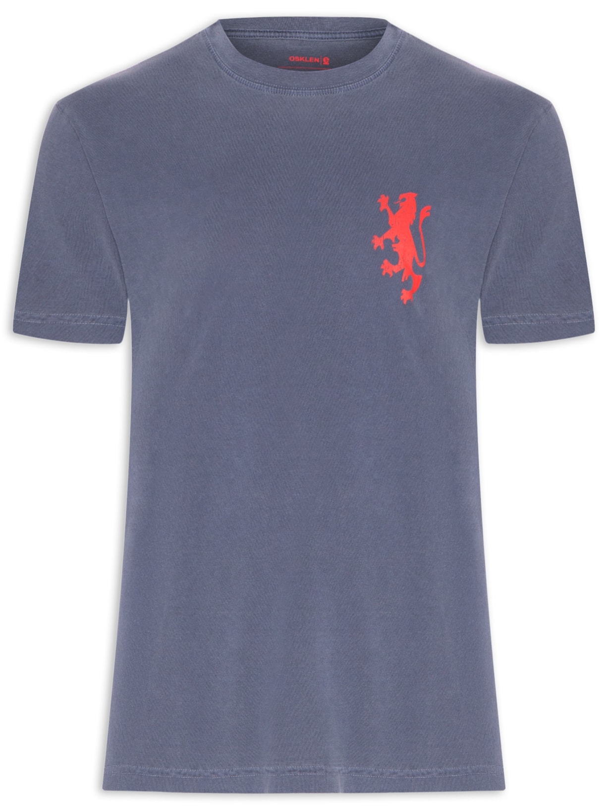 Camiseta Masculina Manga Curta Gola Careca Stone Leao Azul Osklen