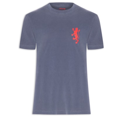 Camiseta Masculina Manga Curta Gola Careca Stone Leao - Azul