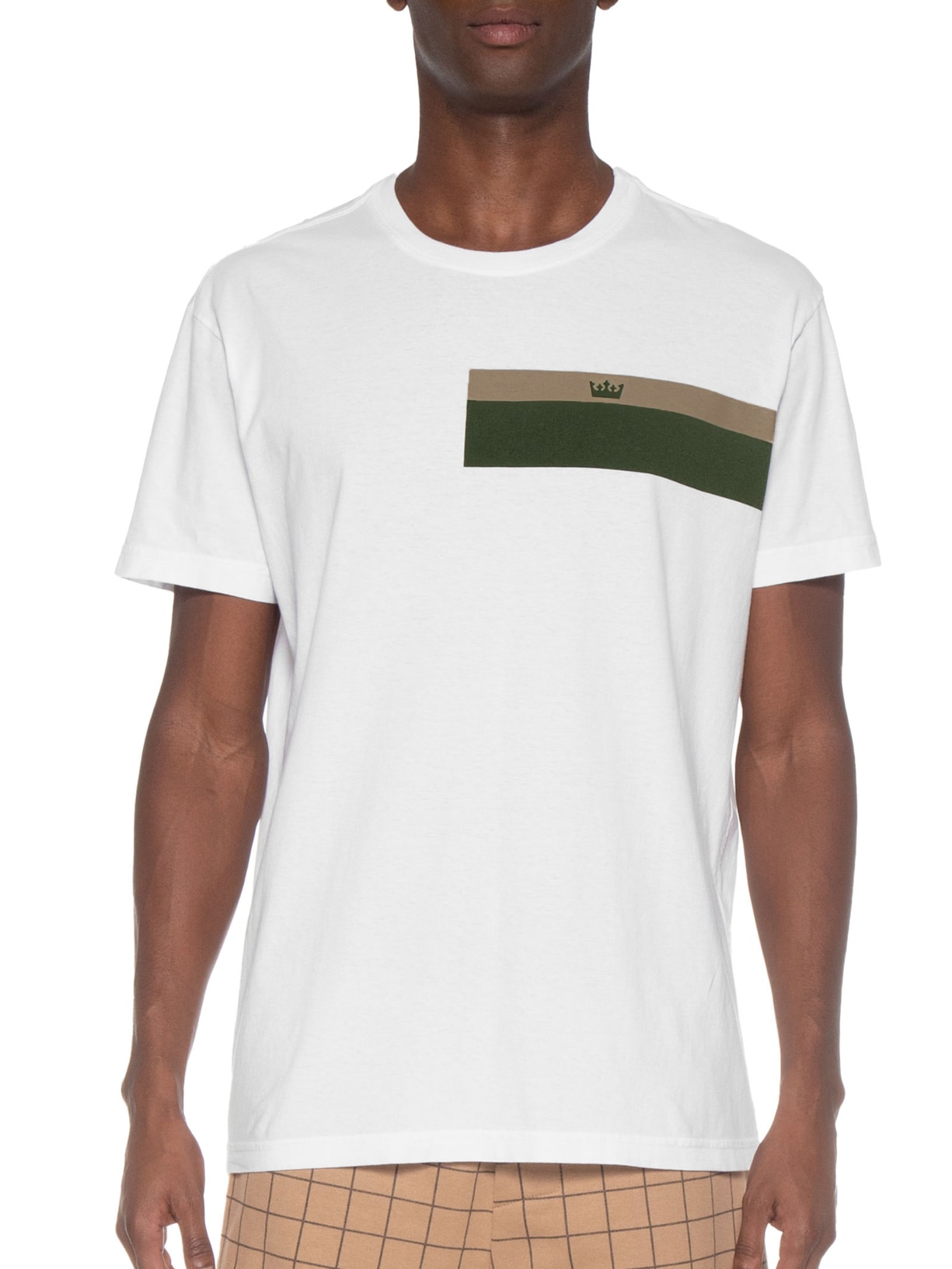 Camiseta Masculina Manga Curta Gola Careca Stone Listrado Black Sand Branco Osklen