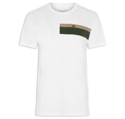 Camiseta Masculina Manga Curta Gola Careca Stone Listrado Black Sand - Branco
