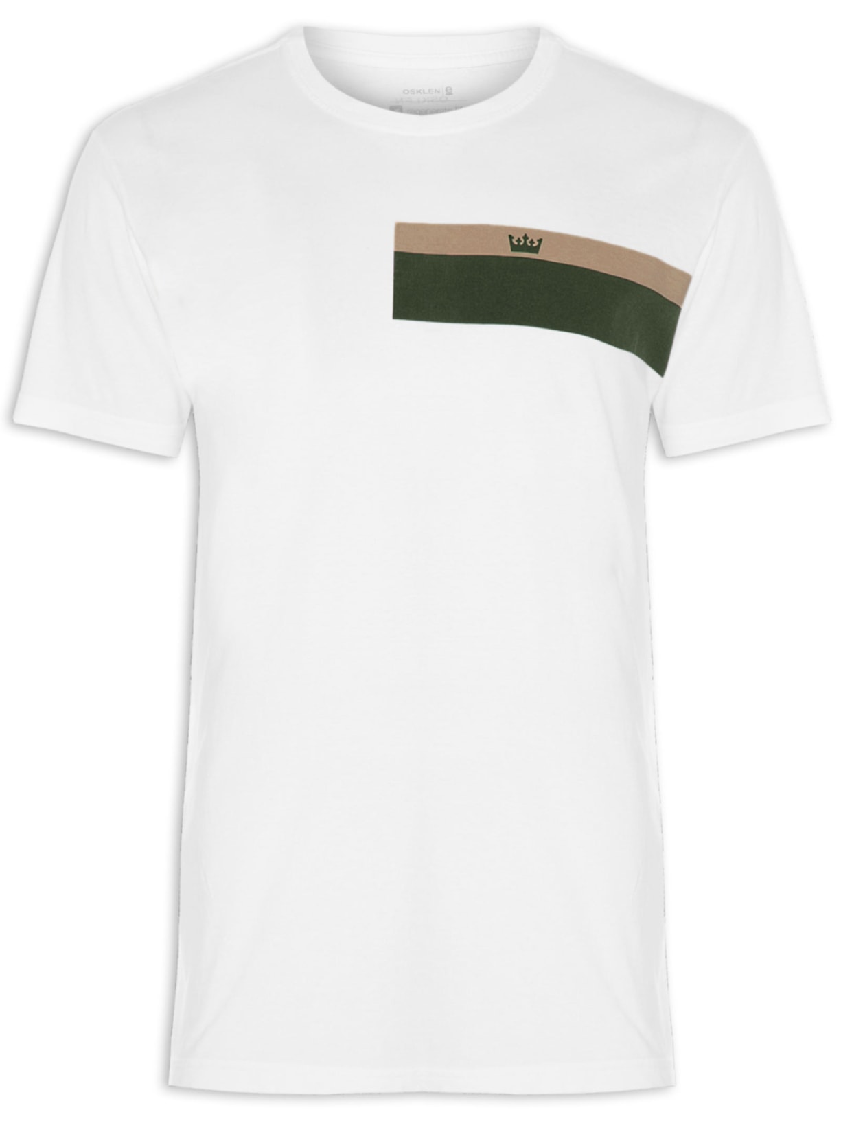 Camiseta Masculina Manga Curta Gola Careca Stone Listrado Black Sand - Branco
