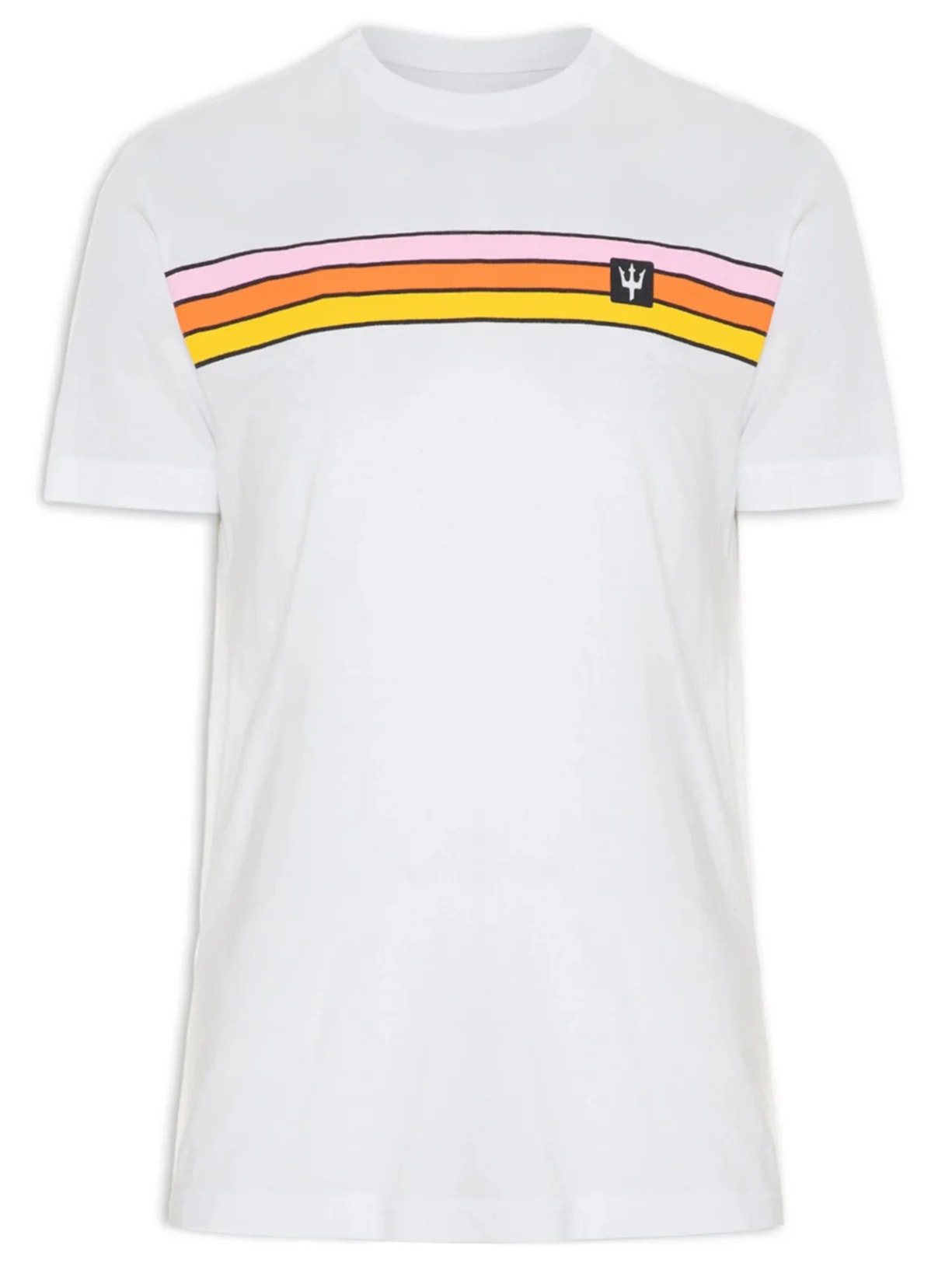 Camiseta Masculina Manga Curta Gola Careca Stone Listrado Vintage Branco Osklen