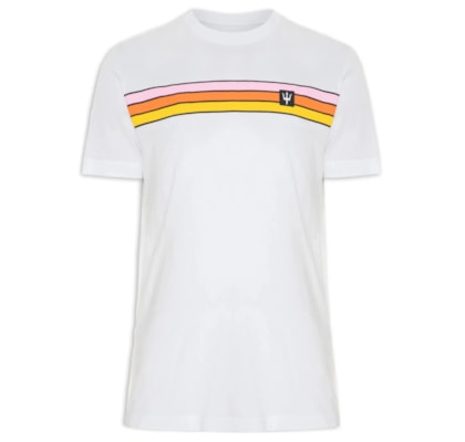 Camiseta Masculina Manga Curta Gola Careca Stone Listrado Vintage - Branco