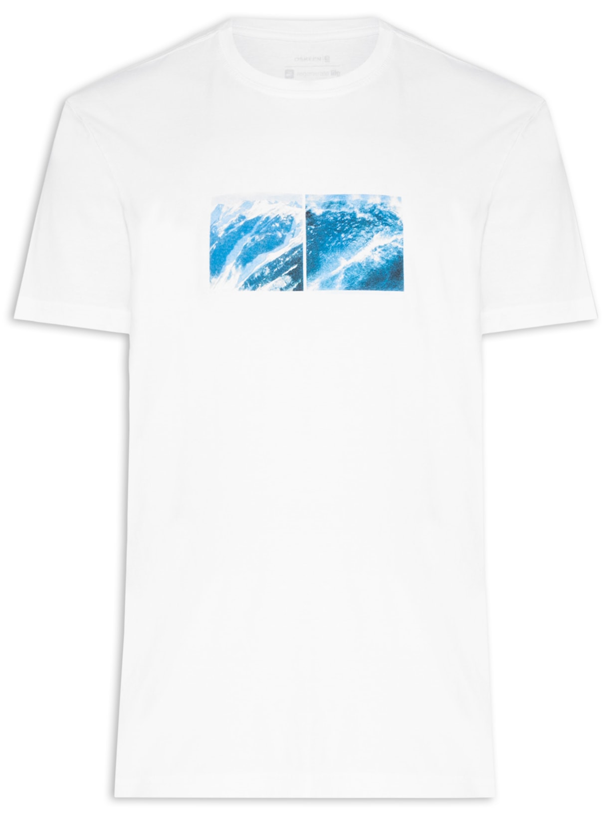 Camiseta Masculina Manga Curta Gola Careca Stone Neve Mar - Branco