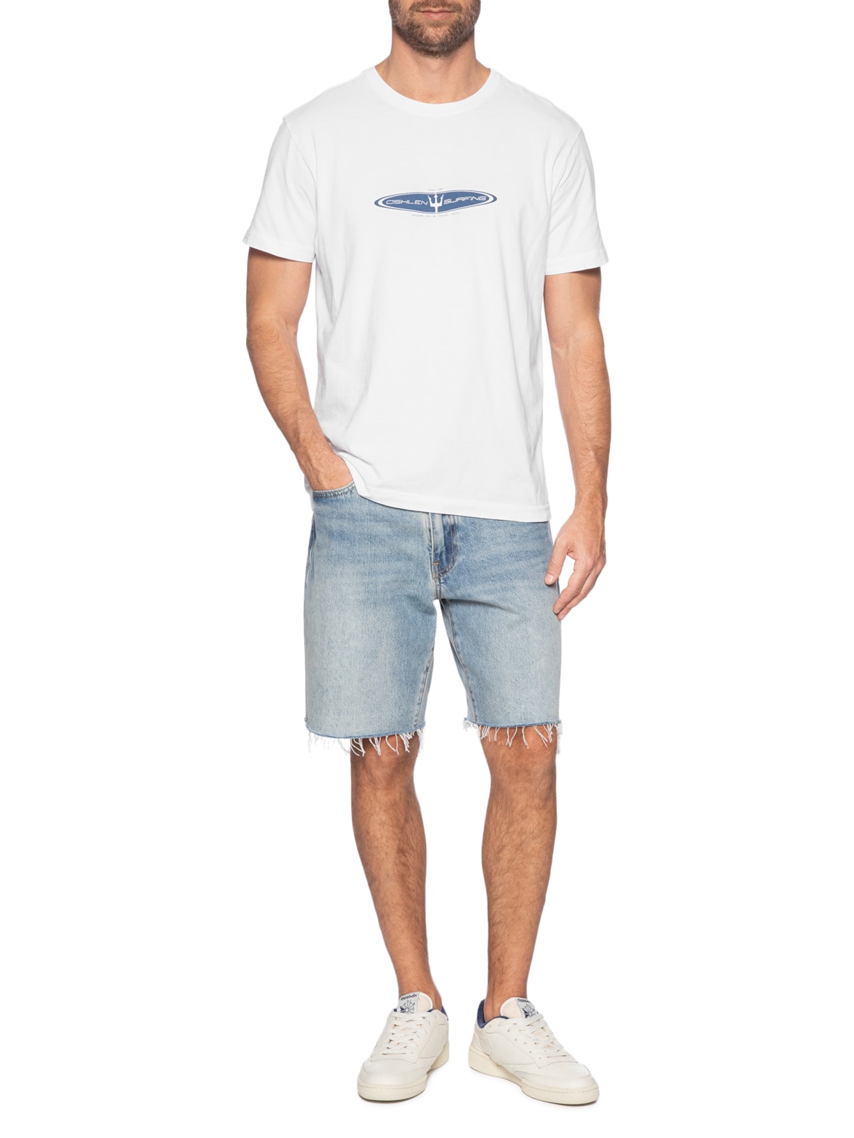 Camiseta Masculina Manga Curta Gola Careca Stone Realm Branco Osklen