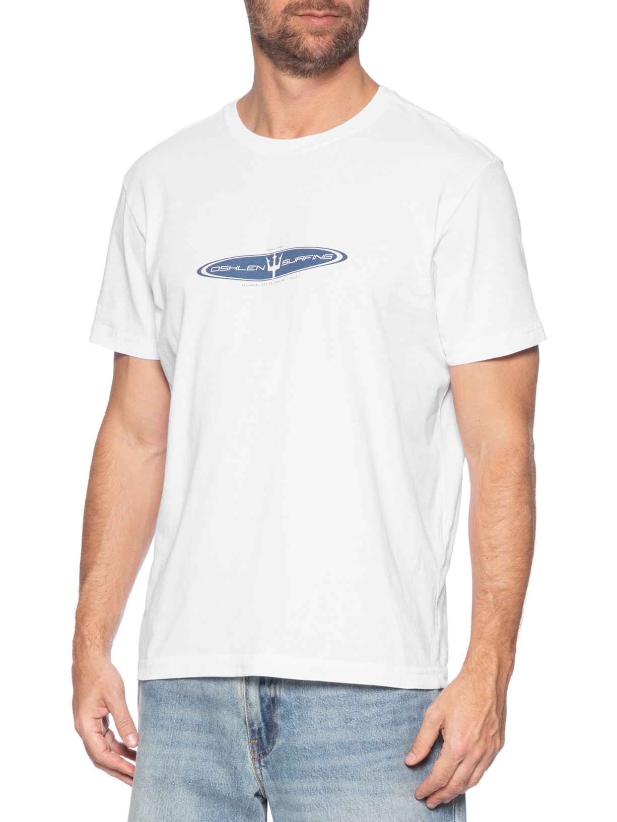 Camiseta Masculina Manga Curta Gola Careca Stone Realm Branco Osklen
