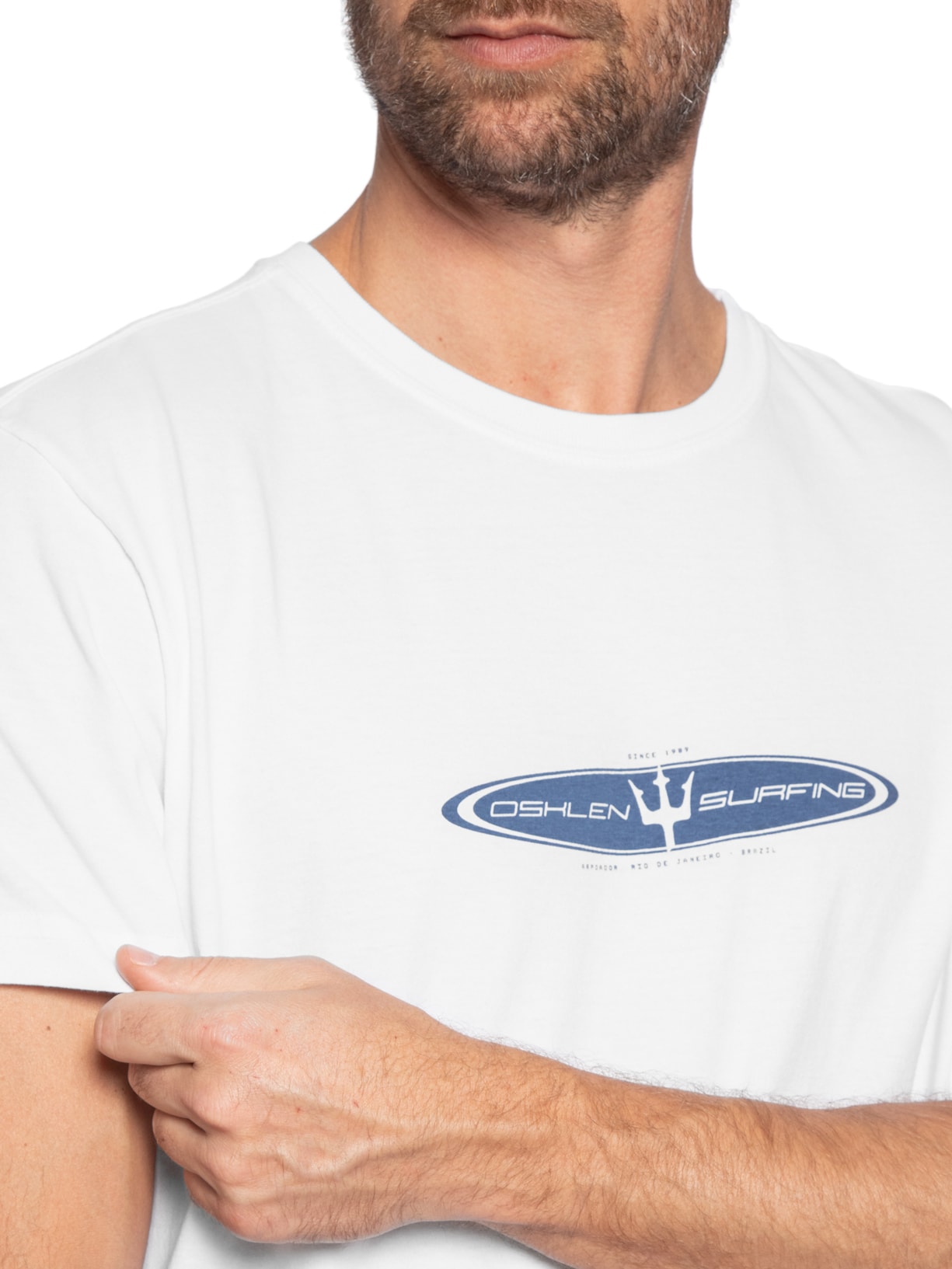 Camiseta Masculina Manga Curta Gola Careca Stone Realm Branco Osklen