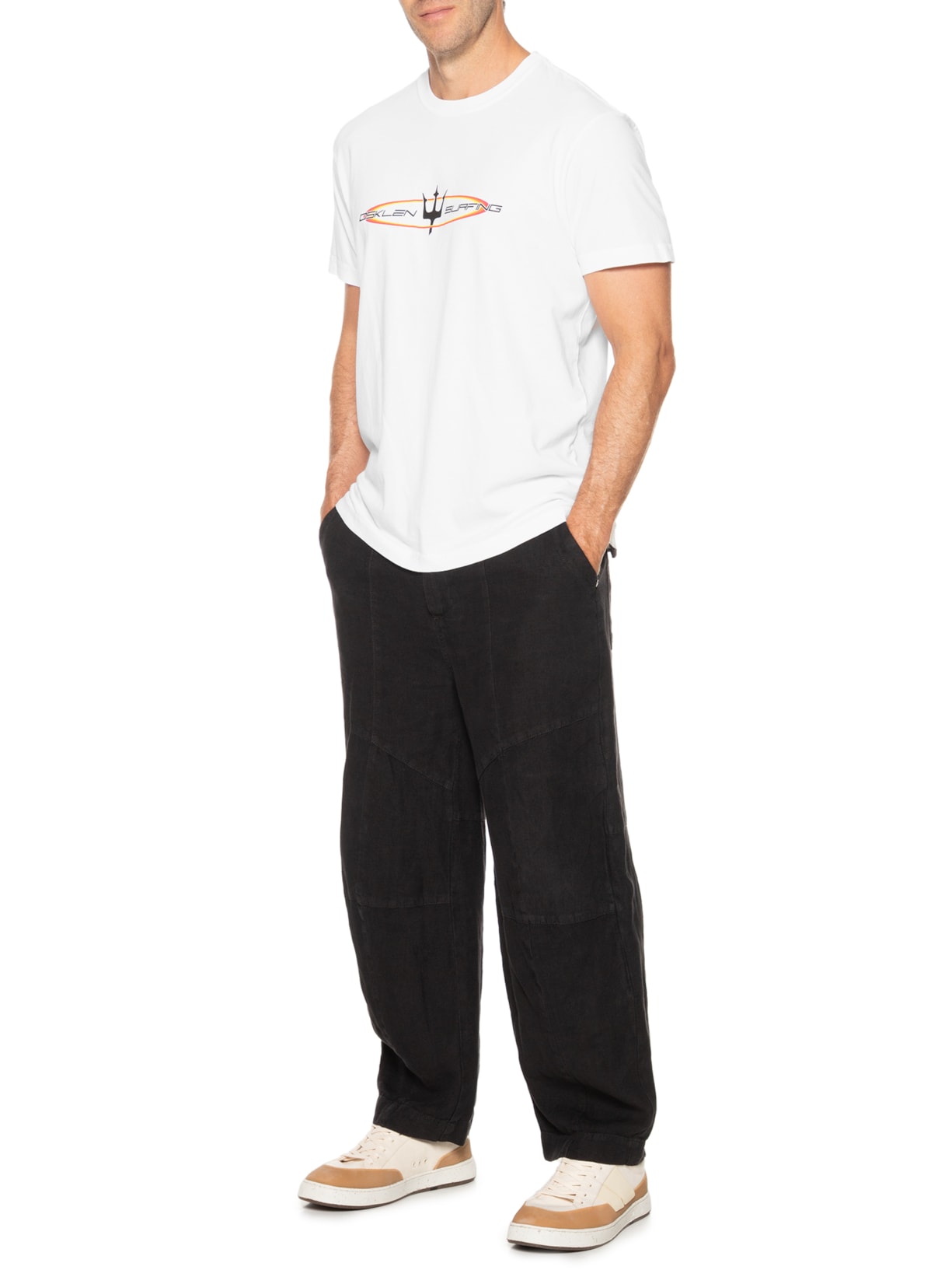 Camiseta Masculina Manga Curta Gola Careca Stone Retro Future Branco Osklen