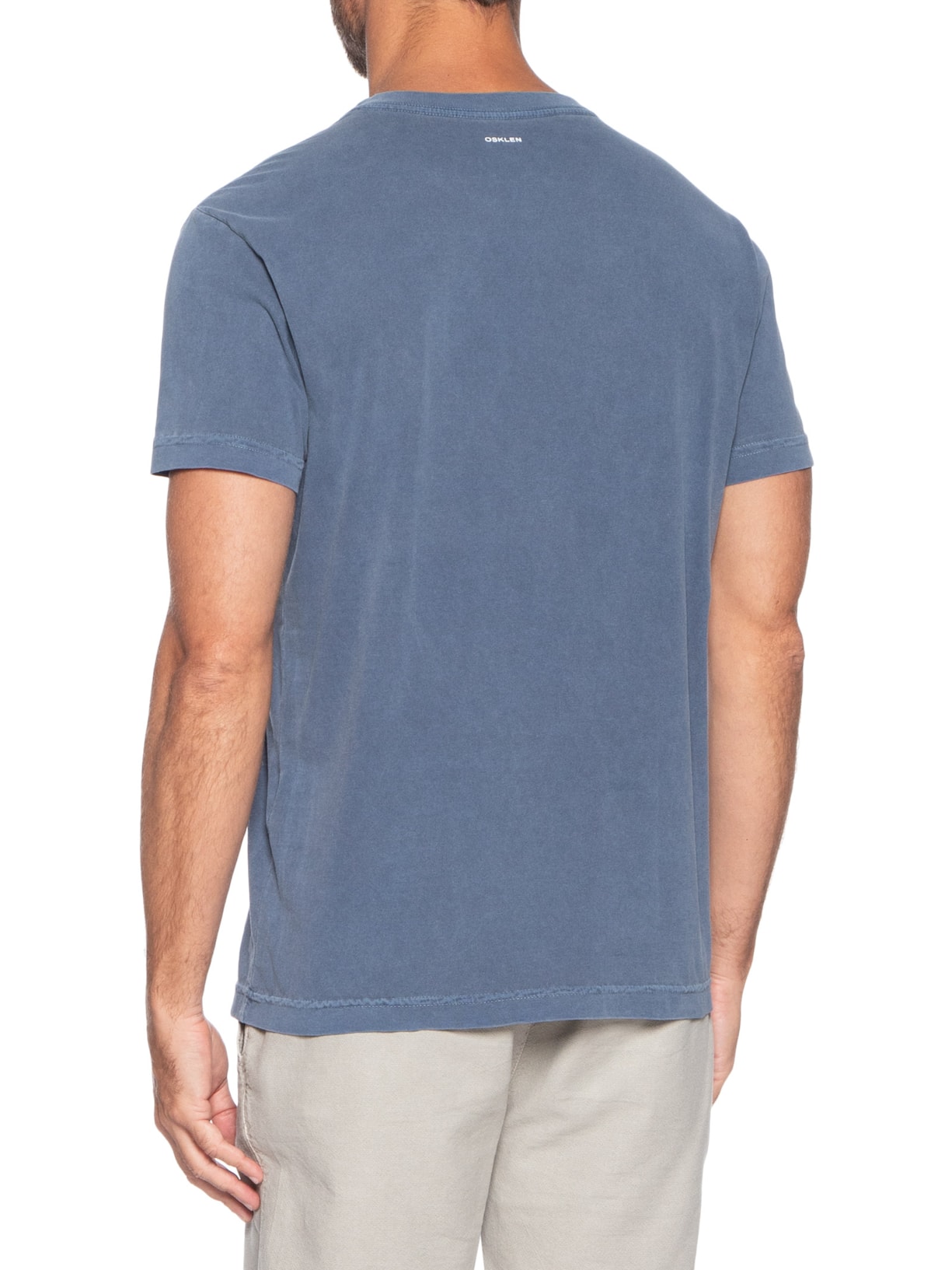Camiseta Masculina Manga Curta Gola Careca Stone Rio Azul Osklen