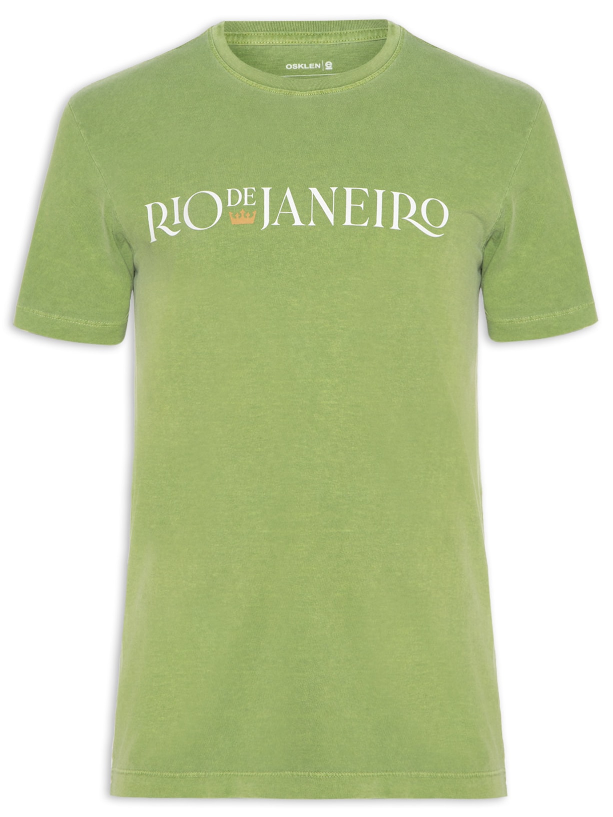 Camiseta Masculina Manga Curta Gola Careca Stone Rio Serifado Verde Osklen