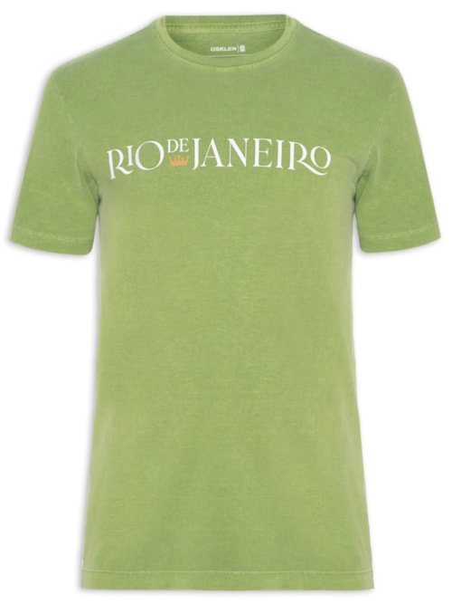 Camiseta Masculina Manga Curta Gola Careca Stone Rio Serifado - Verde