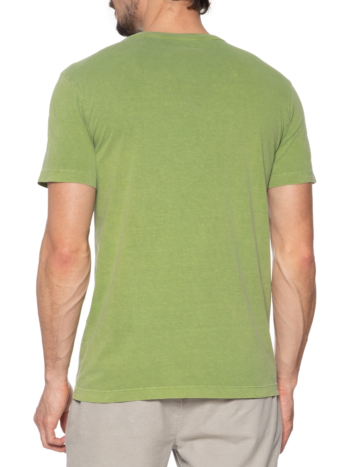 Camiseta Masculina Manga Curta Gola Careca Stone Rio Serifado Verde Osklen