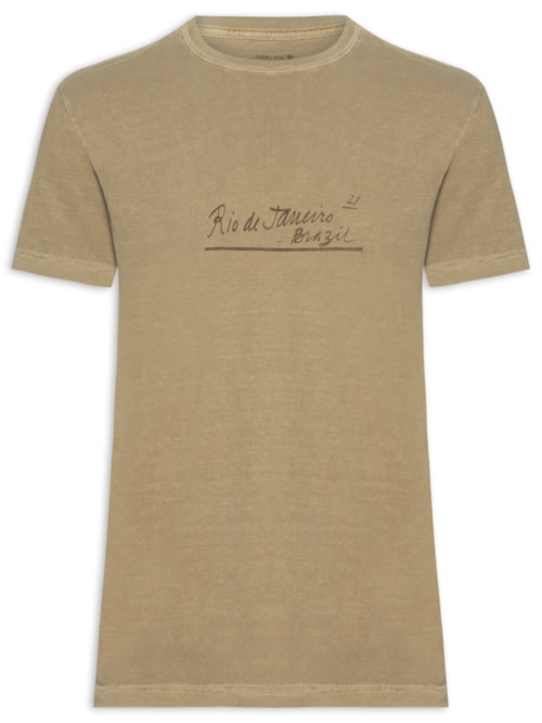 Camiseta Masculina Manga Curta Gola Careca Stone Rj Letter - Bege