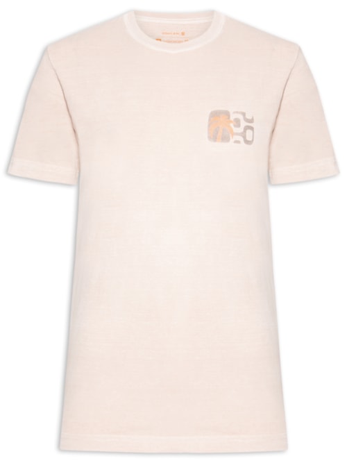 ?Camiseta Masculina Manga Curta Gola Careca Stone Seaside View - Rosa