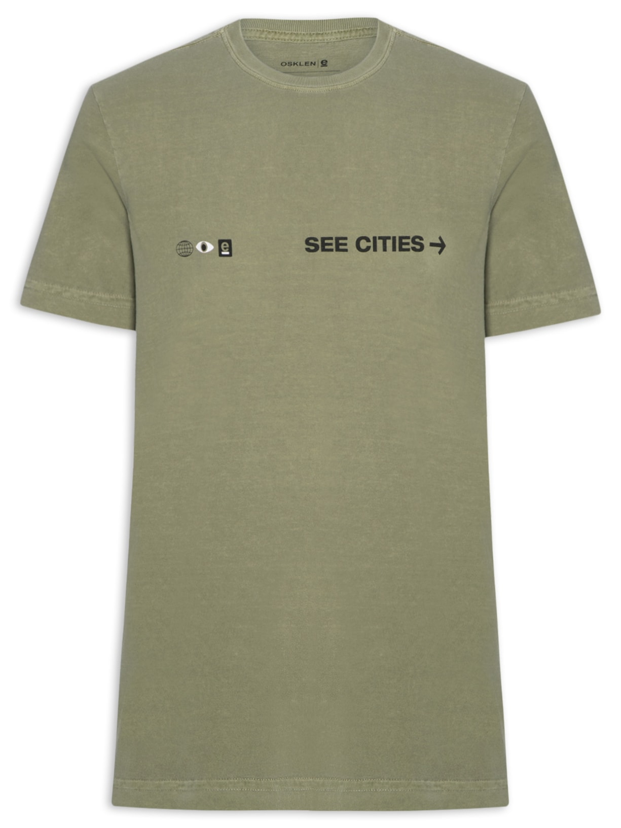 Camiseta Masculina Manga Curta Gola Careca Stone See Cities As Ecosystems Bege Osklen