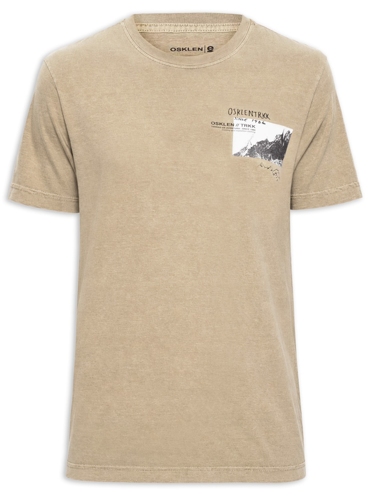 Camiseta Masculina Manga Curta Gola Careca Stone Serra Órgãos Bege Osklen