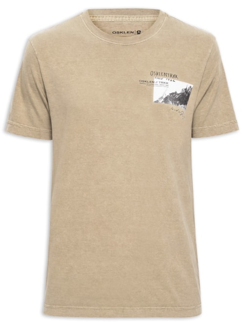 Camiseta Masculina Manga Curta Gola Careca Stone Serra Órgãos - Bege