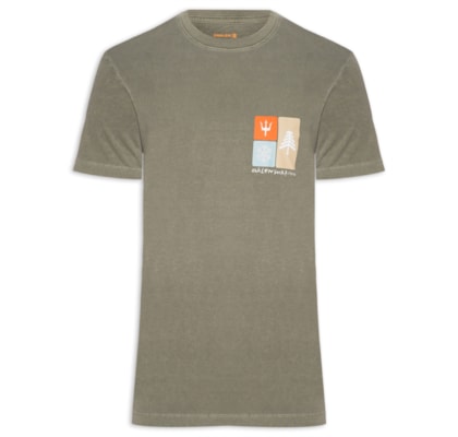 Camiseta Masculina Manga Curta Gola Careca Stone Snow Icons - Verde