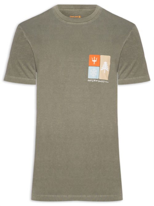 Camiseta Masculina Manga Curta Gola Careca Stone Snow Icons - Verde