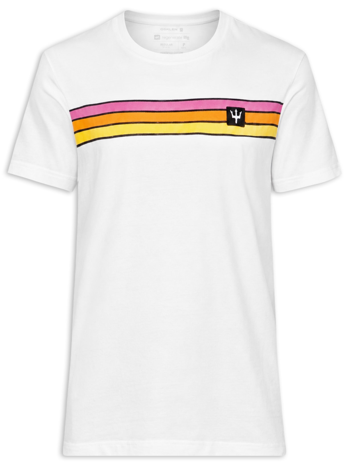 Camiseta Masculina Manga Curta Gola Careca Stone Vintage Listrado – Branco